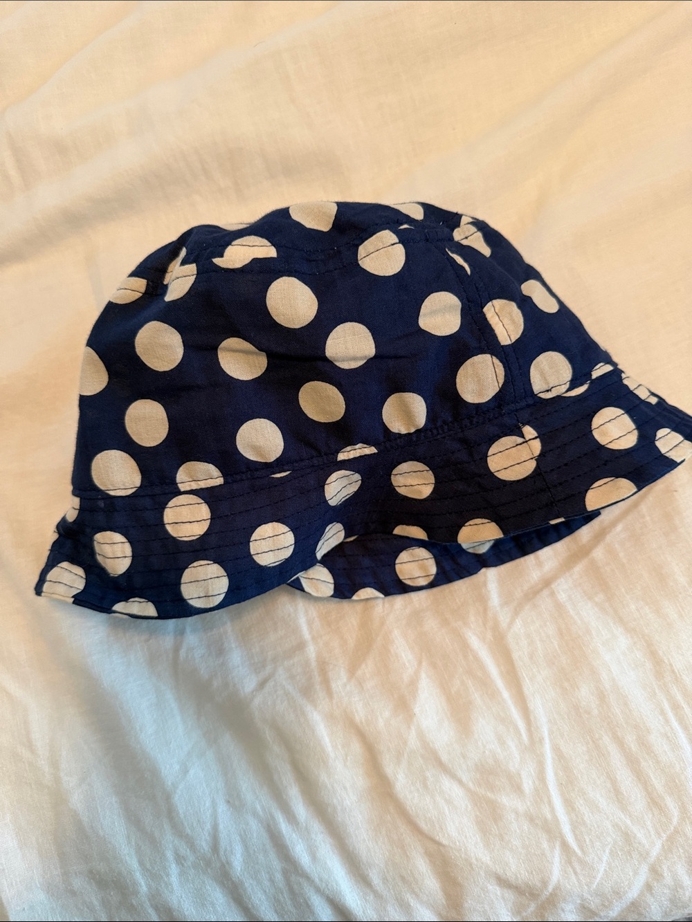 J. Crew Navy and White Polka Dot Bucket Hat for kids